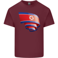 Curled North Korea Flag Korean Day Football Mens Cotton T-Shirt Tee Top Maroon