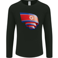 Curled North Korea Flag Korean Day Football Mens Long Sleeve T-Shirt Black