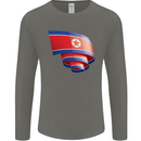 Curled North Korea Flag Korean Day Football Mens Long Sleeve T-Shirt Charcoal