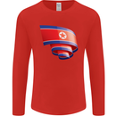 Curled North Korea Flag Korean Day Football Mens Long Sleeve T-Shirt Red