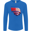 Curled North Korea Flag Korean Day Football Mens Long Sleeve T-Shirt Royal Blue