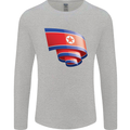 Curled North Korea Flag Korean Day Football Mens Long Sleeve T-Shirt Sports Grey