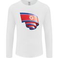 Curled North Korea Flag Korean Day Football Mens Long Sleeve T-Shirt White
