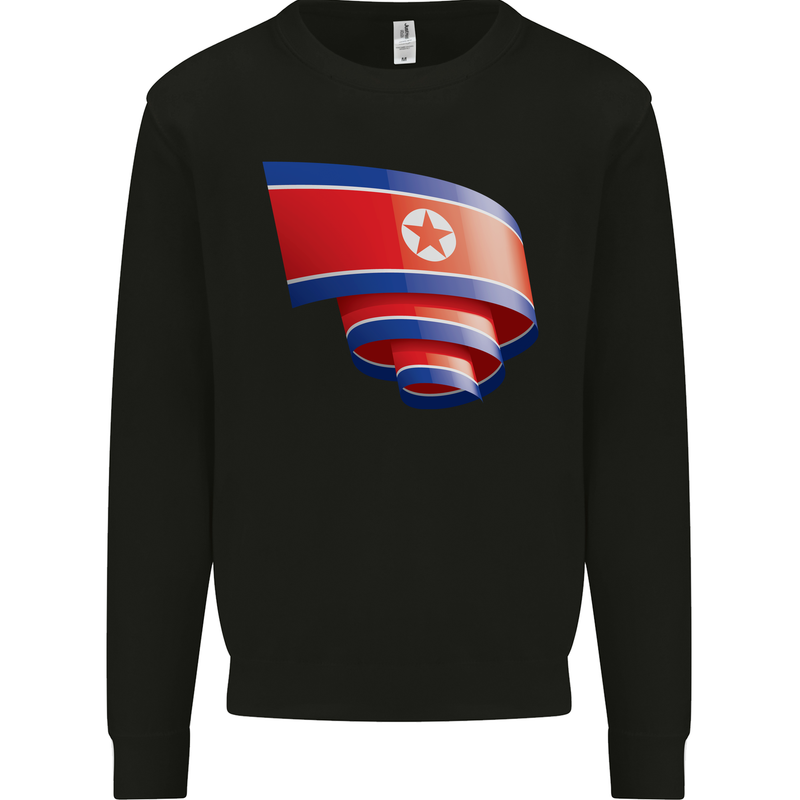Curled North Korea Flag Korean Day Football Mens Sweatshirt Jumper Black