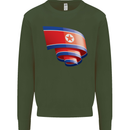Curled North Korea Flag Korean Day Football Mens Sweatshirt Jumper Forest Green