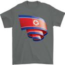 Curled North Korea Flag Korean Day Football Mens T-Shirt 100% Cotton Charcoal
