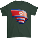 Curled North Korea Flag Korean Day Football Mens T-Shirt 100% Cotton Forest Green