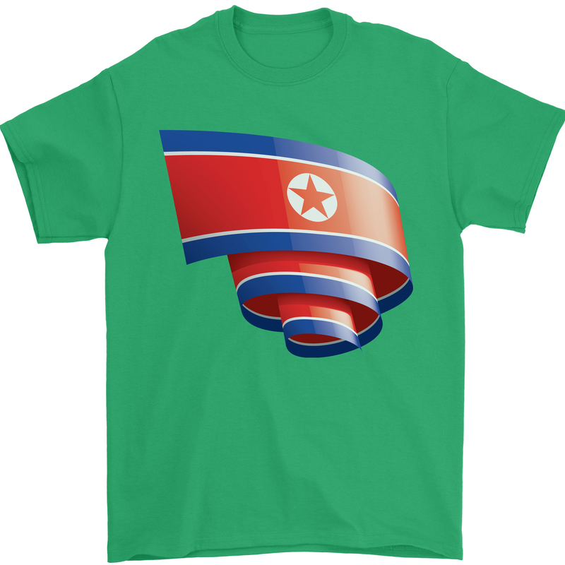 Curled North Korea Flag Korean Day Football Mens T-Shirt 100% Cotton Irish Green