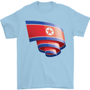 Curled North Korea Flag Korean Day Football Mens T-Shirt 100% Cotton Light Blue