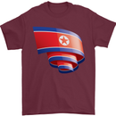 Curled North Korea Flag Korean Day Football Mens T-Shirt 100% Cotton Maroon