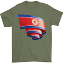 Curled North Korea Flag Korean Day Football Mens T-Shirt 100% Cotton Military Green