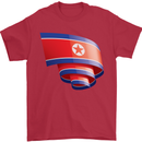 Curled North Korea Flag Korean Day Football Mens T-Shirt 100% Cotton Red