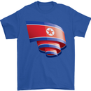 Curled North Korea Flag Korean Day Football Mens T-Shirt 100% Cotton Royal Blue