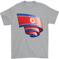 Curled North Korea Flag Korean Day Football Mens T-Shirt 100% Cotton Sports Grey