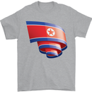 Curled North Korea Flag Korean Day Football Mens T-Shirt 100% Cotton Sports Grey