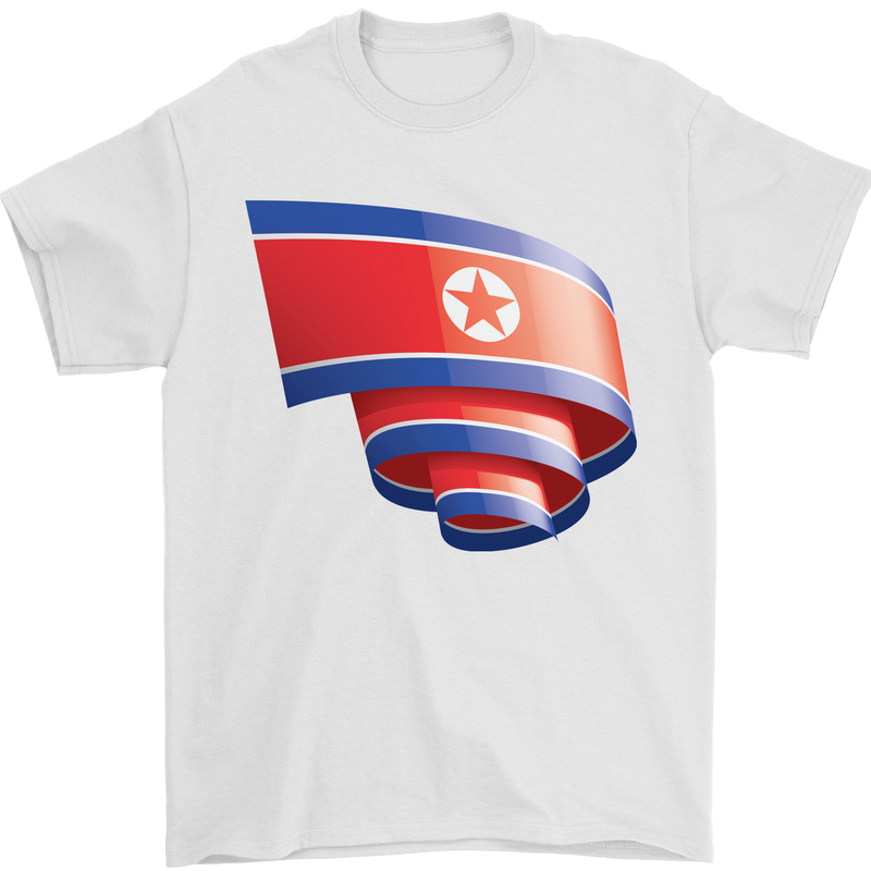 Curled North Korea Flag Korean Day Football Mens T-Shirt 100% Cotton White