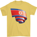 Curled North Korea Flag Korean Day Football Mens T-Shirt 100% Cotton Yellow