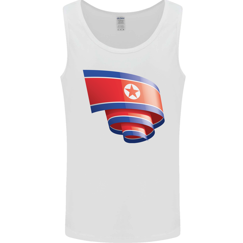 Curled North Korea Flag Korean Day Football Mens Vest Tank Top White