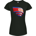 Curled North Korea Flag Korean Day Football Womens Petite Cut T-Shirt Black