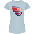 Curled North Korea Flag Korean Day Football Womens Petite Cut T-Shirt Light Blue