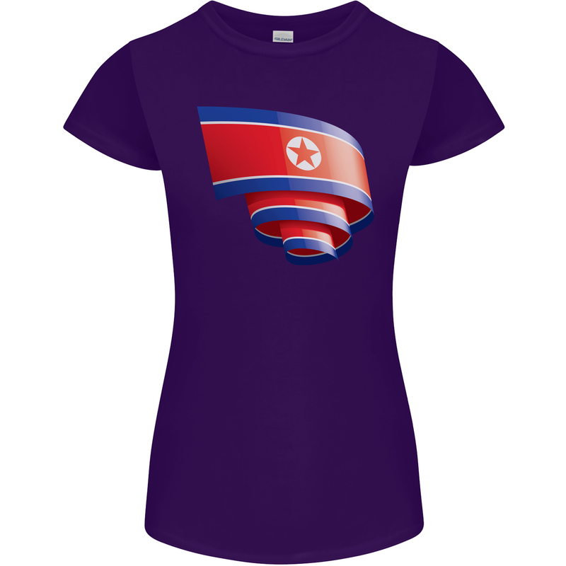 Curled North Korea Flag Korean Day Football Womens Petite Cut T-Shirt Purple