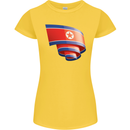 Curled North Korea Flag Korean Day Football Womens Petite Cut T-Shirt Yellow