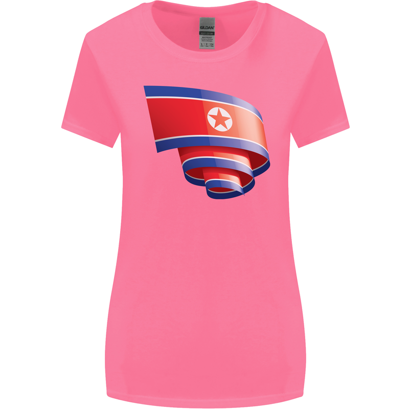 Curled North Korea Flag Korean Day Football Womens Wider Cut T-Shirt Azalea