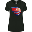 Curled North Korea Flag Korean Day Football Womens Wider Cut T-Shirt Black