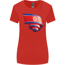 Curled North Korea Flag Korean Day Football Womens Wider Cut T-Shirt Red