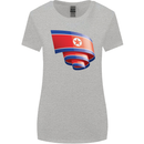 Curled North Korea Flag Korean Day Football Womens Wider Cut T-Shirt Sports Grey