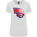 Curled North Korea Flag Korean Day Football Womens Wider Cut T-Shirt White