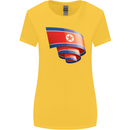Curled North Korea Flag Korean Day Football Womens Wider Cut T-Shirt Yellow