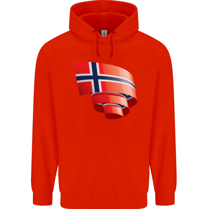 Curled Norway Flag Norwegian Day Football Childrens Kids Hoodie Bright Red