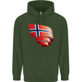 Curled Norway Flag Norwegian Day Football Childrens Kids Hoodie Forest Green