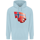 Curled Norway Flag Norwegian Day Football Childrens Kids Hoodie Light Blue