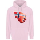 Curled Norway Flag Norwegian Day Football Childrens Kids Hoodie Light Pink