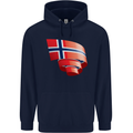 Curled Norway Flag Norwegian Day Football Childrens Kids Hoodie Navy Blue