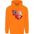 Curled Norway Flag Norwegian Day Football Childrens Kids Hoodie Orange