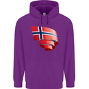 Curled Norway Flag Norwegian Day Football Childrens Kids Hoodie Purple