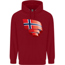 Curled Norway Flag Norwegian Day Football Childrens Kids Hoodie Red