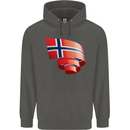 Curled Norway Flag Norwegian Day Football Childrens Kids Hoodie Storm Grey