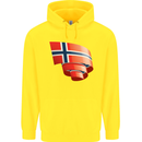 Curled Norway Flag Norwegian Day Football Childrens Kids Hoodie Yellow