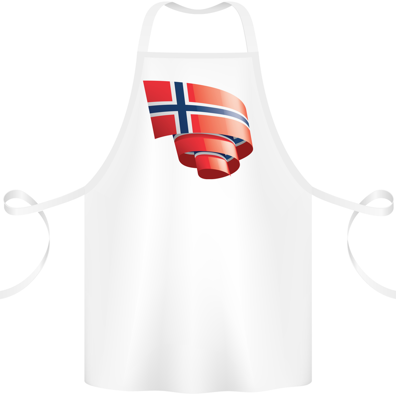 Curled Norway Flag Norwegian Day Football Cotton Apron 100% Organic White