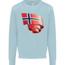 Curled Norway Flag Norwegian Day Football Kids Sweatshirt Jumper Light Blue