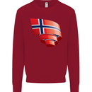 Curled Norway Flag Norwegian Day Football Kids Sweatshirt Jumper Red