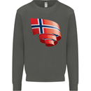 Curled Norway Flag Norwegian Day Football Kids Sweatshirt Jumper Storm Grey