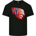 Curled Norway Flag Norwegian Day Football Kids T-Shirt Childrens Black