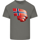 Curled Norway Flag Norwegian Day Football Kids T-Shirt Childrens Charcoal