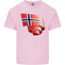 Curled Norway Flag Norwegian Day Football Kids T-Shirt Childrens Light Pink