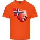 Curled Norway Flag Norwegian Day Football Kids T-Shirt Childrens Orange